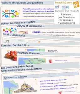 French Speaking- TEF - TEFAQ Part A. Use the right interrogative words to obtain accurate information